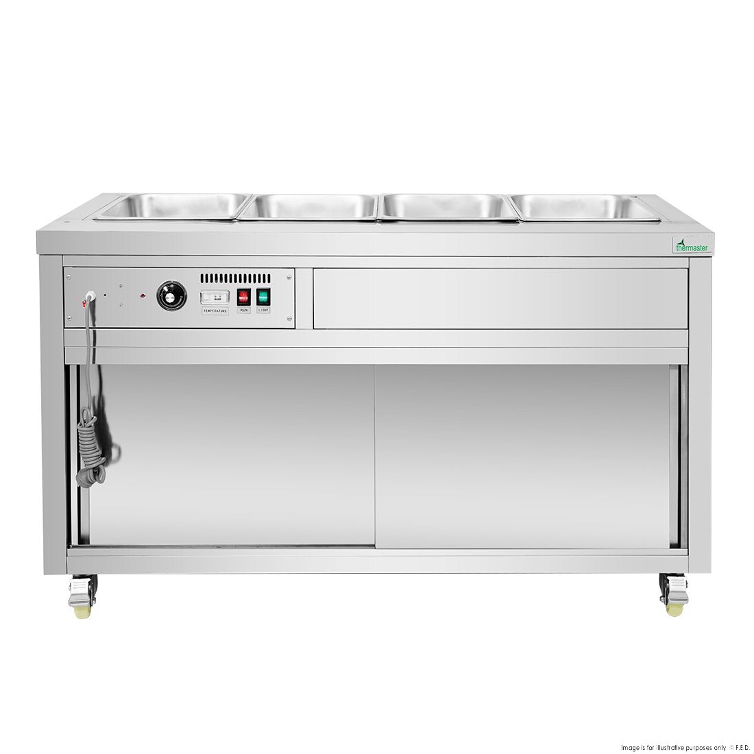 Thermaster Premium Wet And Dry Bain Marie Food Display 4X1/1 Gn Pans PG150FE-XB