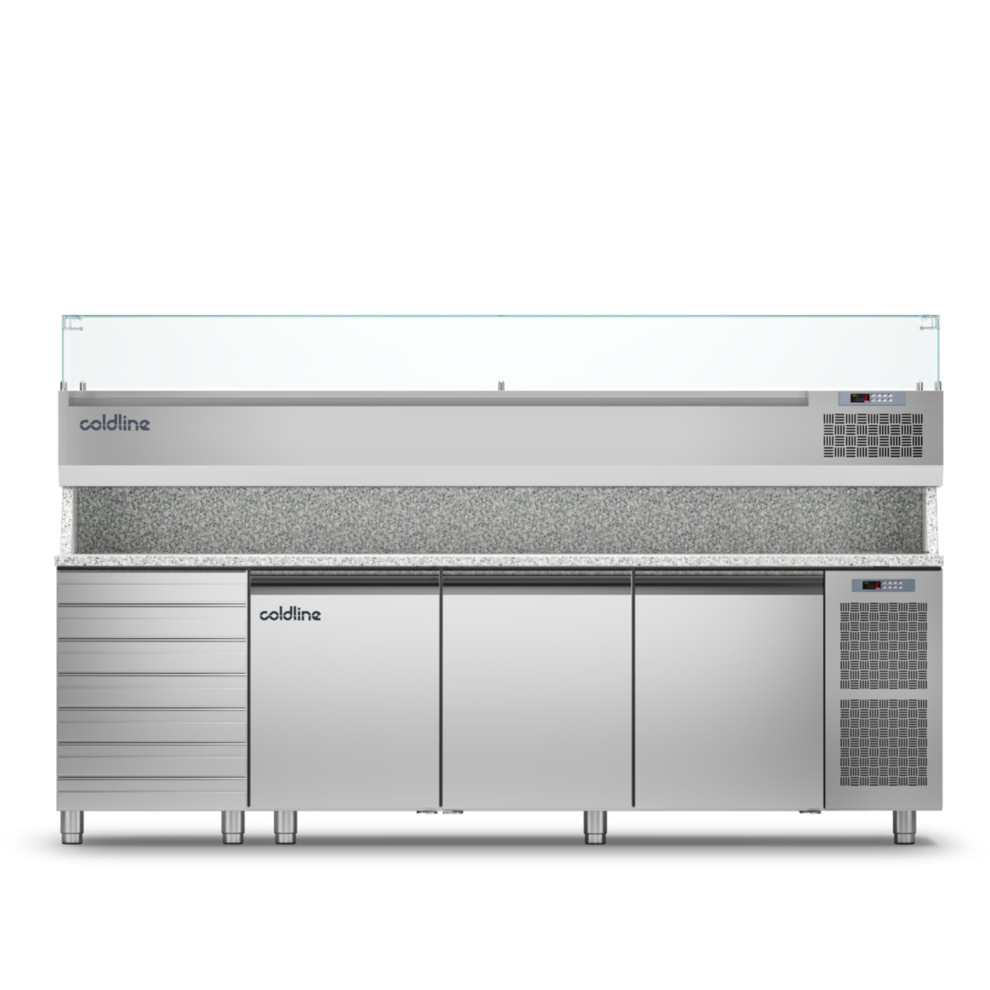 Coldline 3 Door + Drawers Pizza Preparation Counter - No Worktop - TZS17/1MC