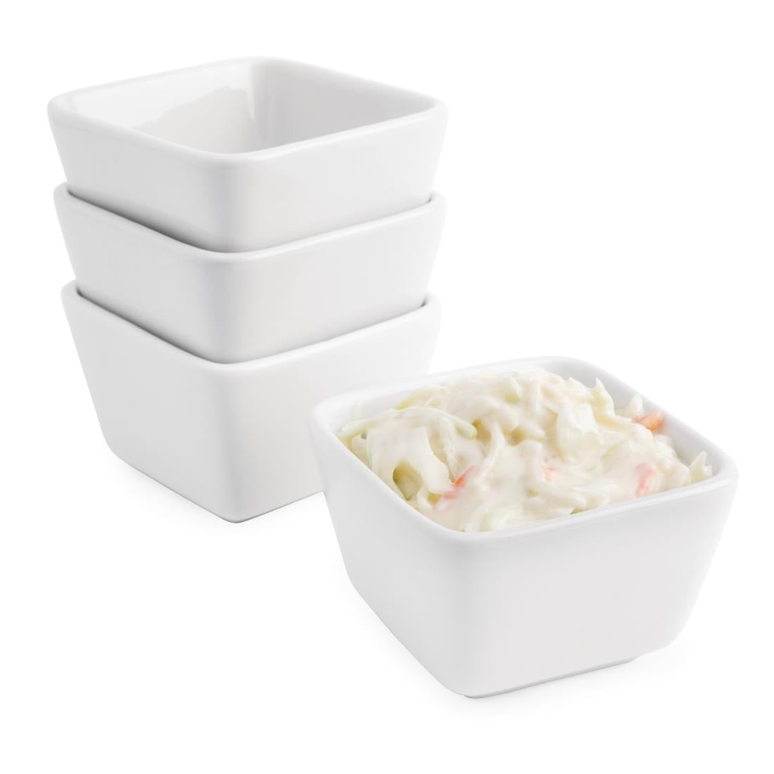 Olympia Whiteware Tall Square Mini Dishes 75mm (12 Pack) - U178