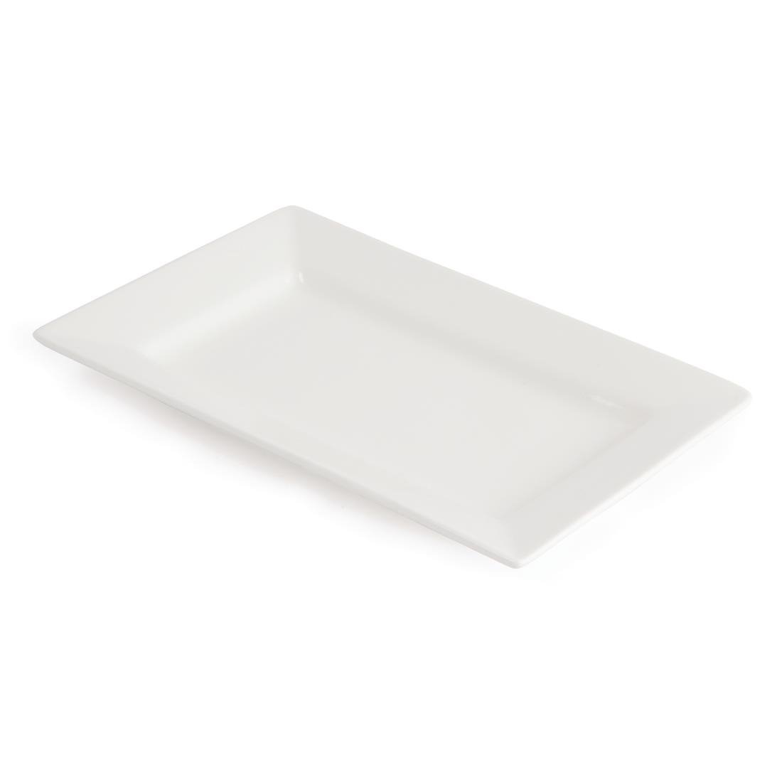 Olympia Lumina Wide Rim Rectangular Plates White 200x 130mm (6 Pack) - CD629