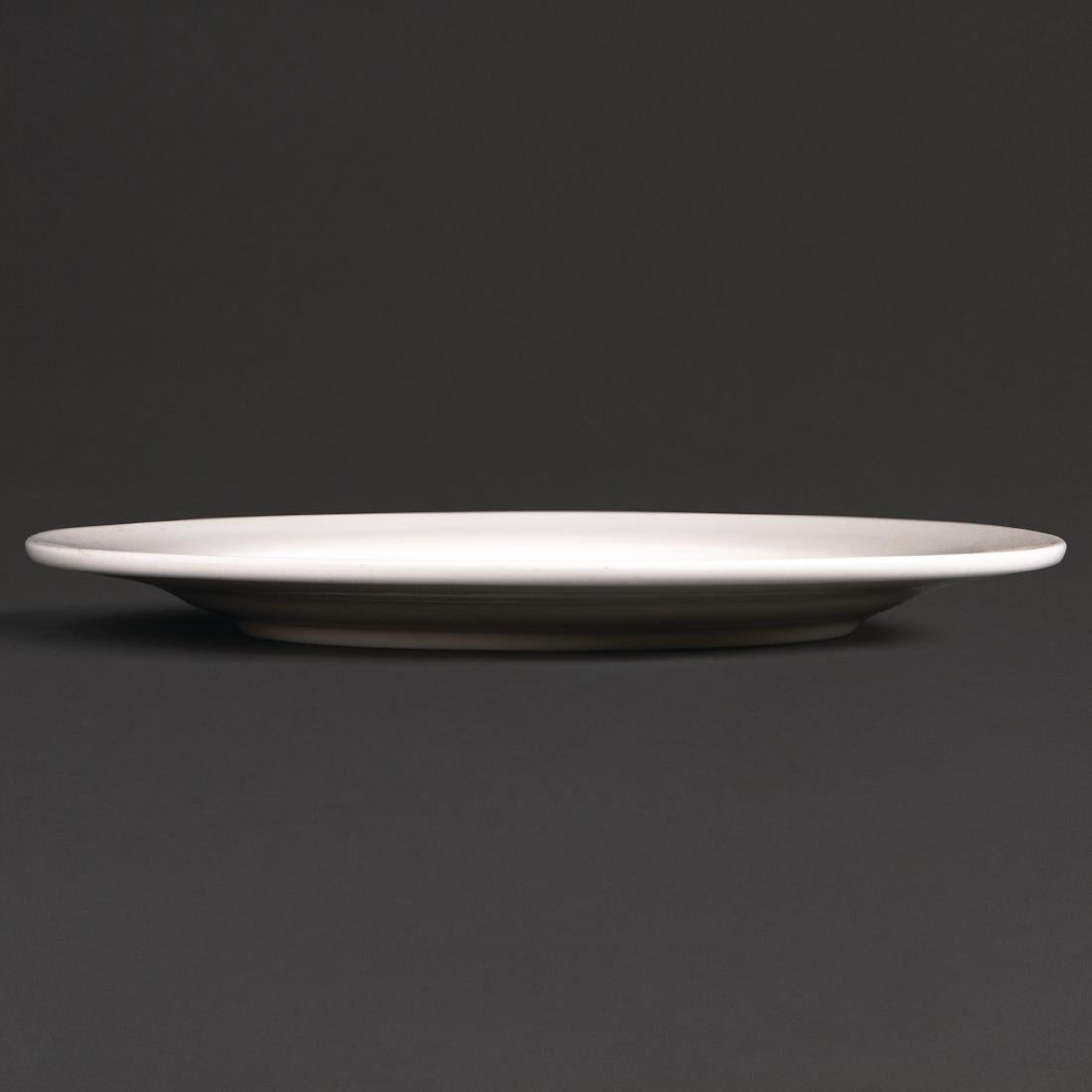 Olympia Lumina Wide Rim Round Plates White 200mm (6 Pack) - CD623
