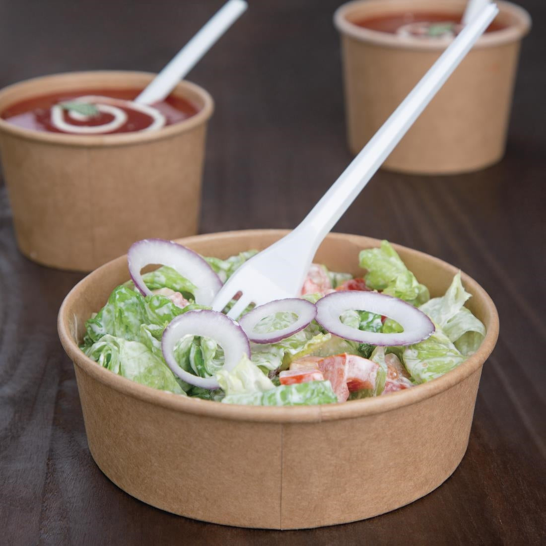 Fiesta Compostable Round Kraft Salad Bowls 500ml (Pack of 300) - FB196