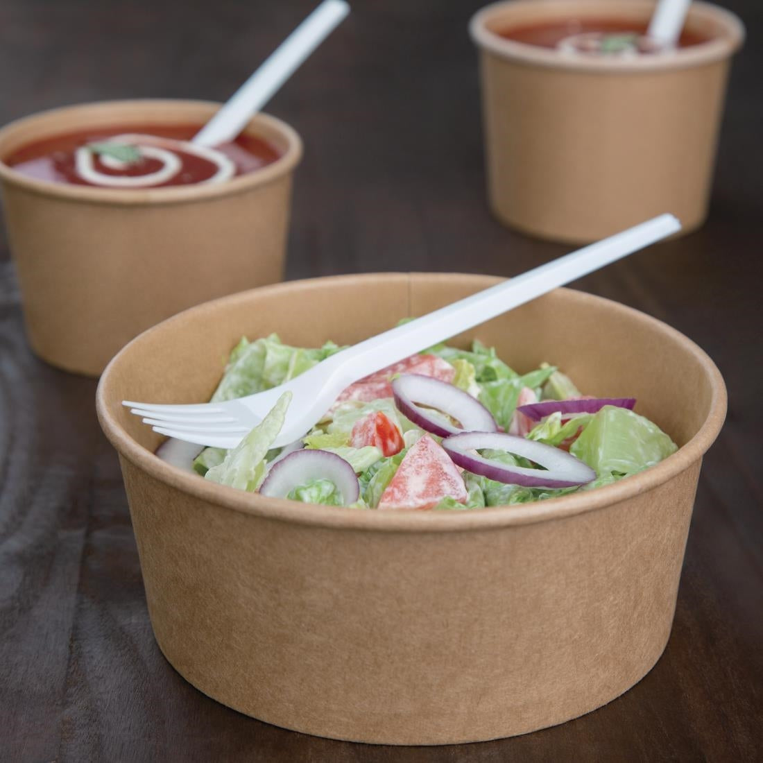 Fiesta Compostable Round Kraft Salad Bowls 750ml (Pack of 300) - FB197