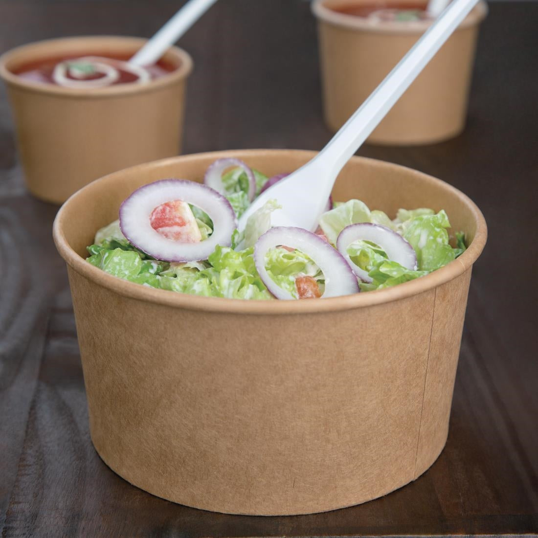 Fiesta Compostable Round Kraft Salad Bowls 1000ml (Pack of 300) - FB198
