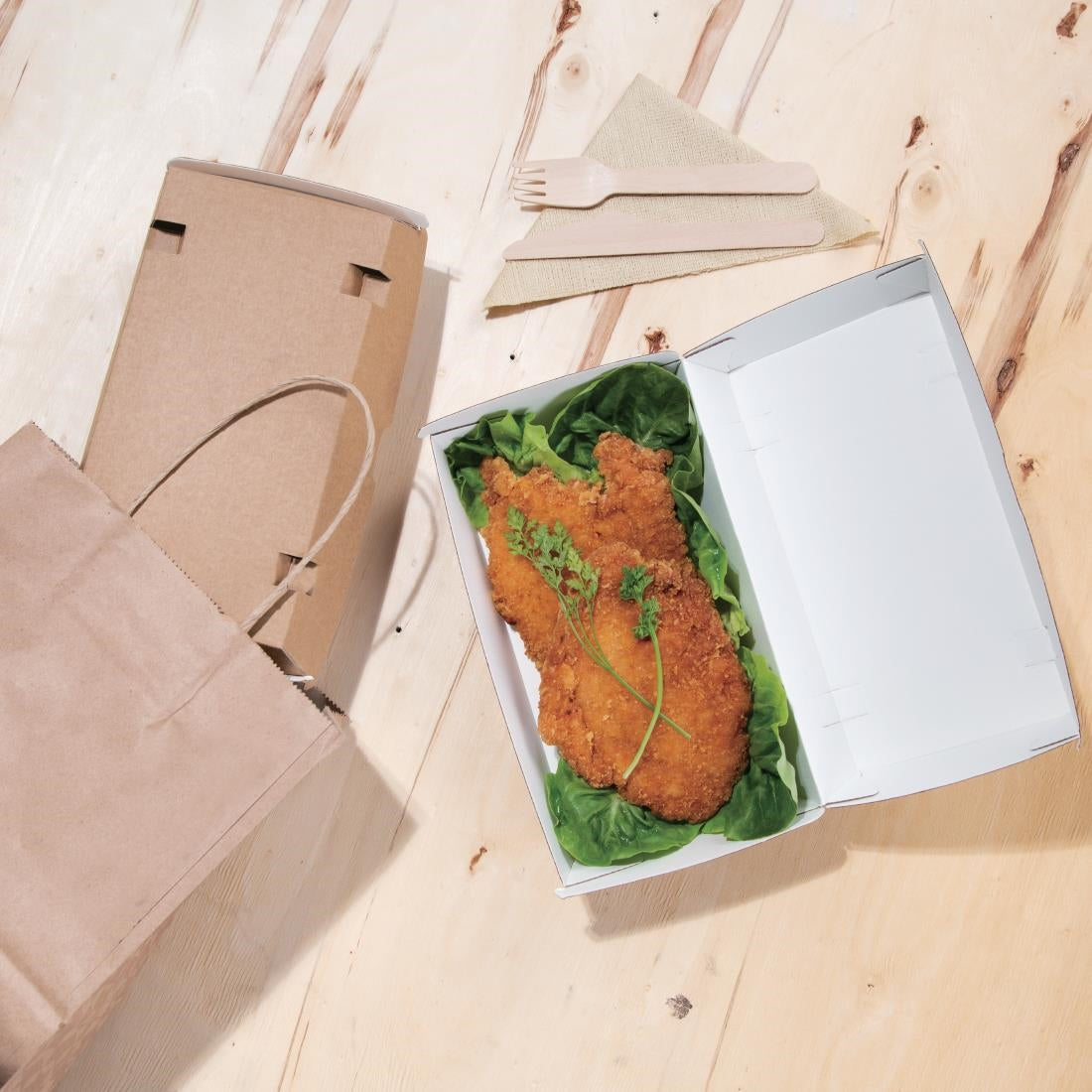 Fiesta Compostable Kraft Food Boxes Large 204mm (Pack of 100) - FB667