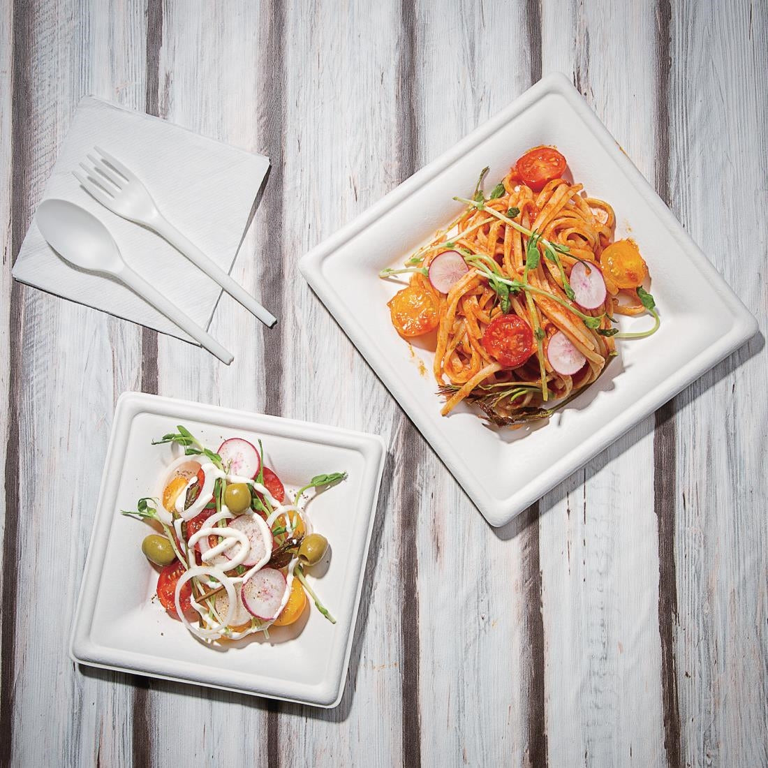 Fiesta Compostable Bagasse Square Plates 204mm (Pack of 50) - FC519