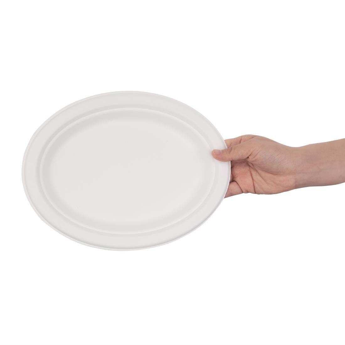 Fiesta Compostable Bagasse Oval Plates 198mm (Pack of 50) - FC534