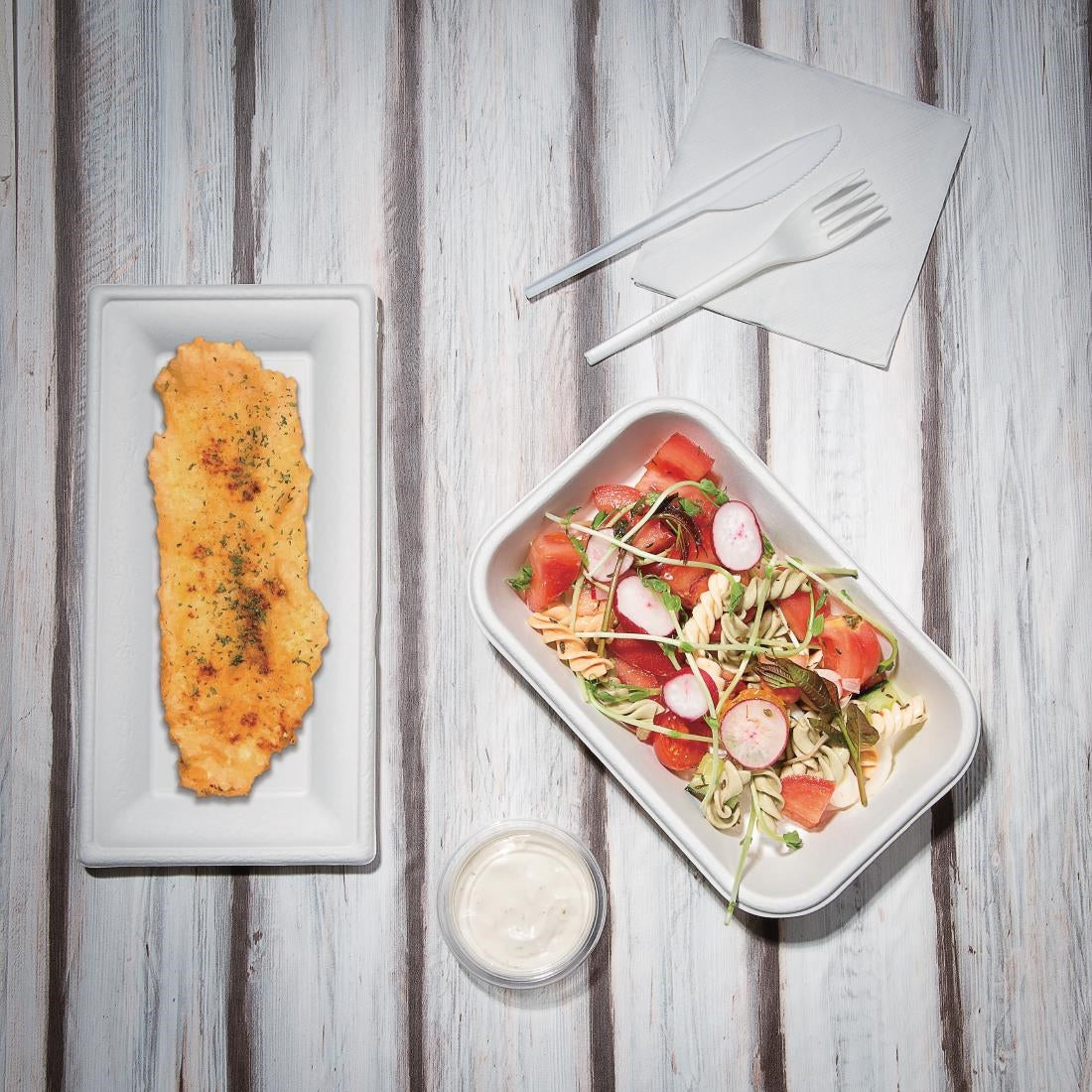 Fiesta Compostable Bagasse Rectangular Plates 258mm (Pack of 50) - FC539