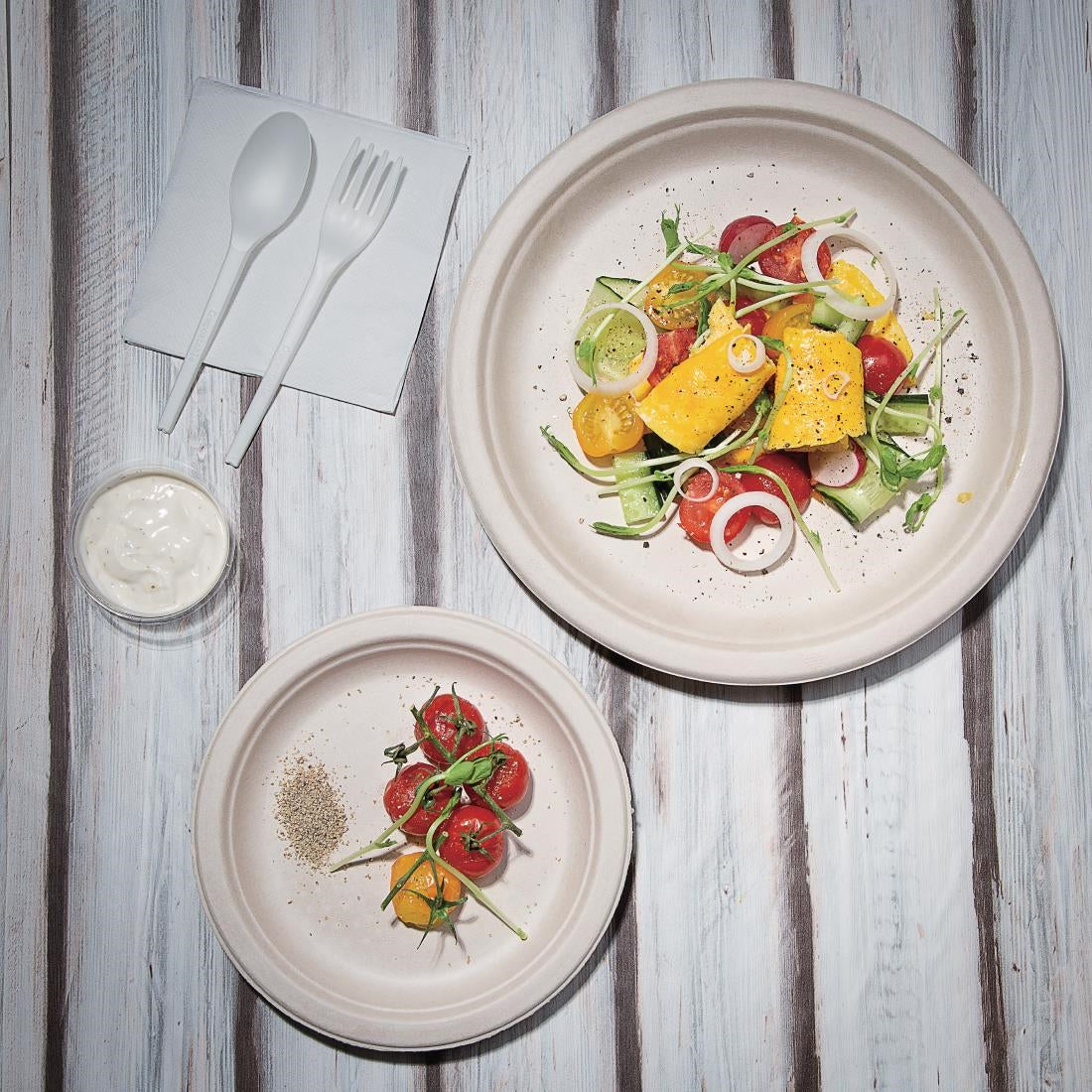 Fiesta Compostable Bagasse Round Plates Natural Colour 260mm (Pack of 50) - FC545