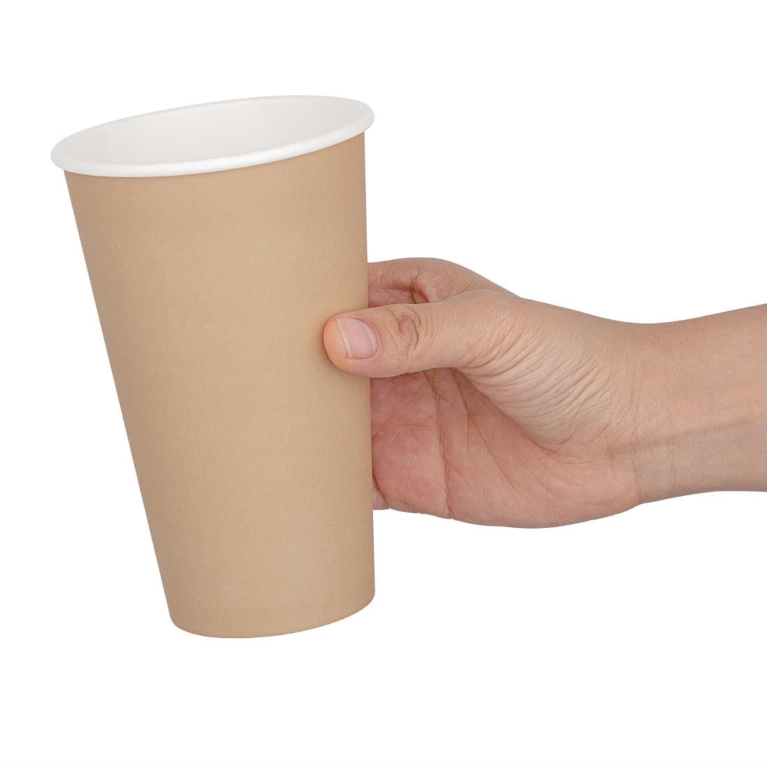 Fiesta Recyclable Takeaway Coffee Cups Single Wall Brown 450ml (Pack of 50) - GF035