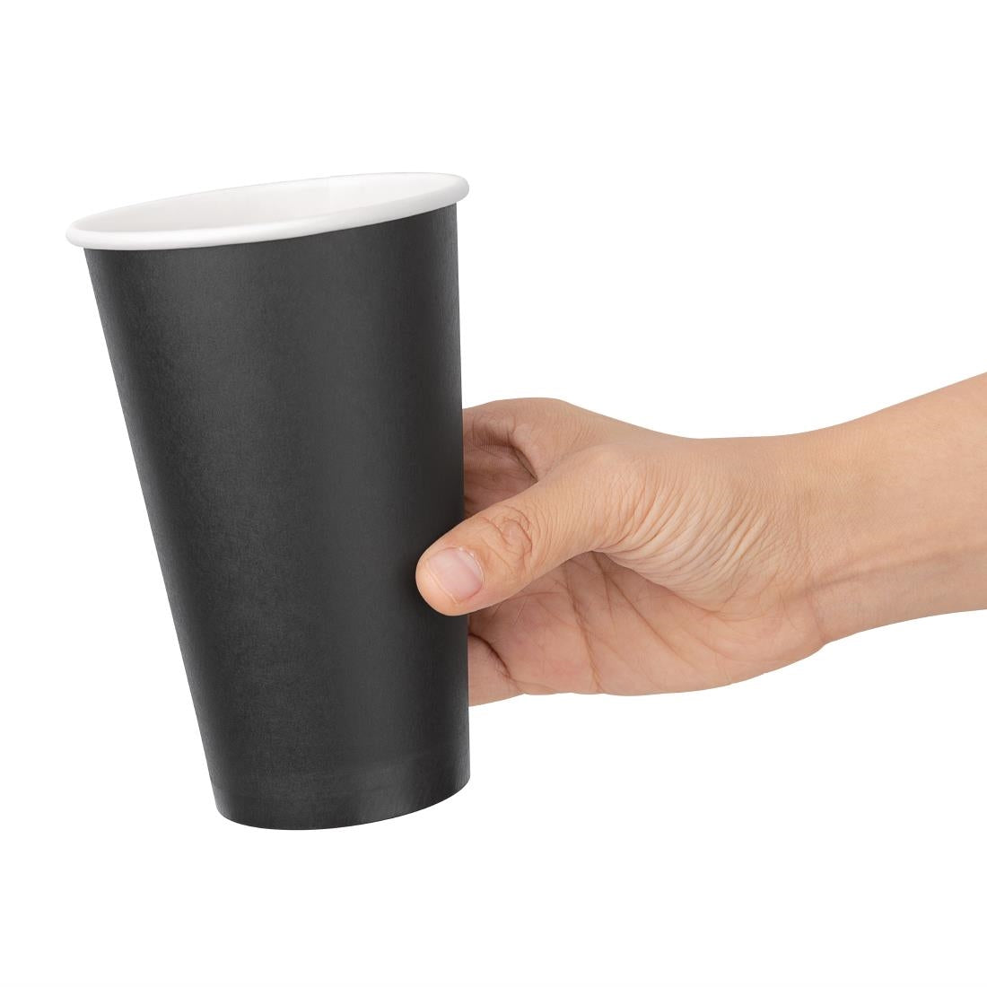 Fiesta Recyclable Takeaway Coffee Cups Single Wall Black 450ml (Pack of 1000) - GF044