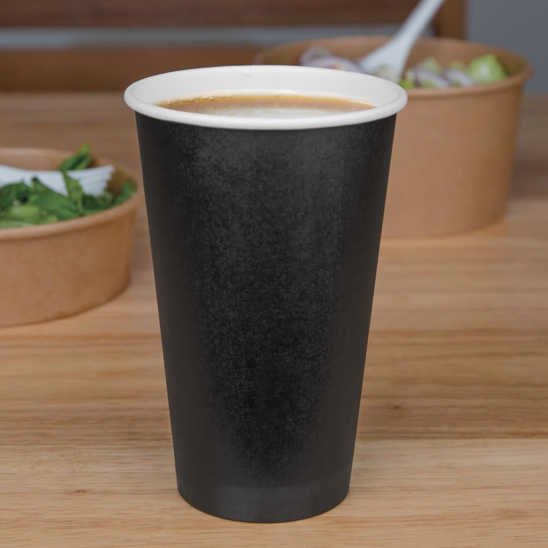 Fiesta Recyclable Takeaway Coffee Cups Single Wall Black 450ml (Pack of 1000) - GF044