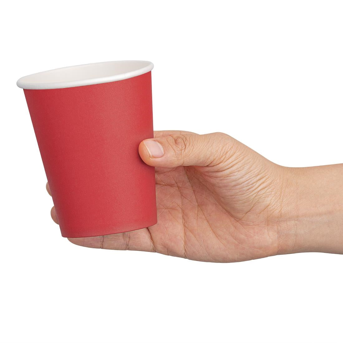 Fiesta Recyclable Takeaway Coffee Cups Single Wall Red 225ml (Pack of 50) - GP406