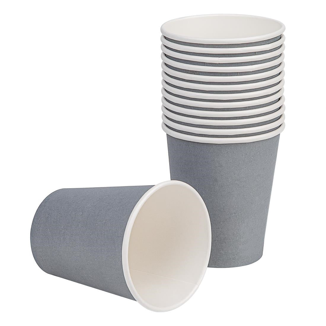 Fiesta Recyclable Takeaway Coffee Cups Single Wall Charcoal 225ml (Pack of 1000) - GP415