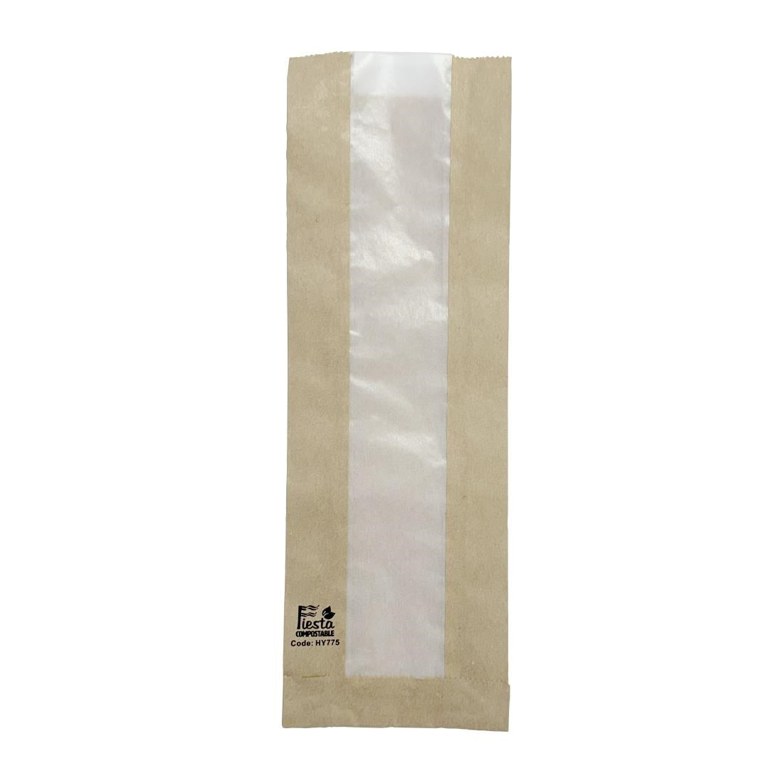 Fiesta Compostable Baguette Bags with Glassine Window 300x100x60mm (Pack 1000) - HY775