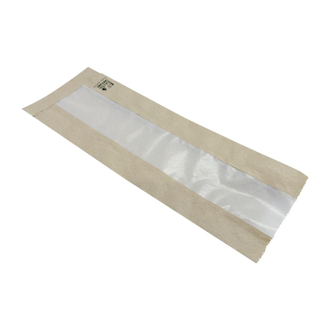 Fiesta Compostable Baguette Bags with Glassine Window 300x100x60mm (Pack 1000) - HY775
