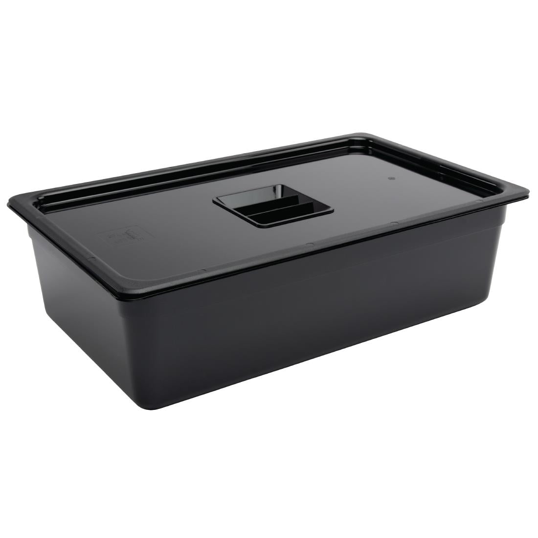 Vogue Black Polycarbonate 1/1 Gastronorm Tray 150mm - U456
