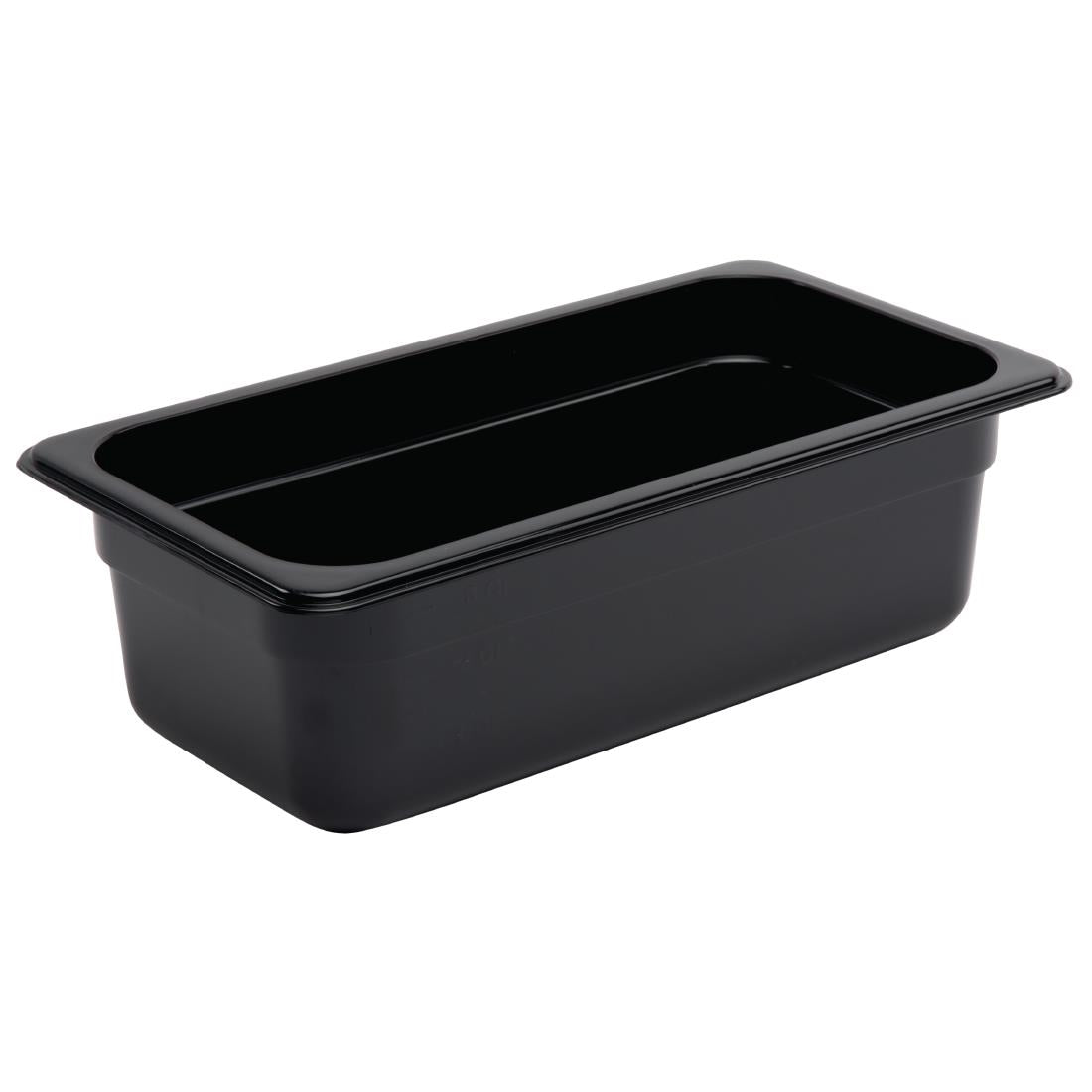Vogue Black Polycarbonate 1/3 Gastronorm Tray 100mm - U463