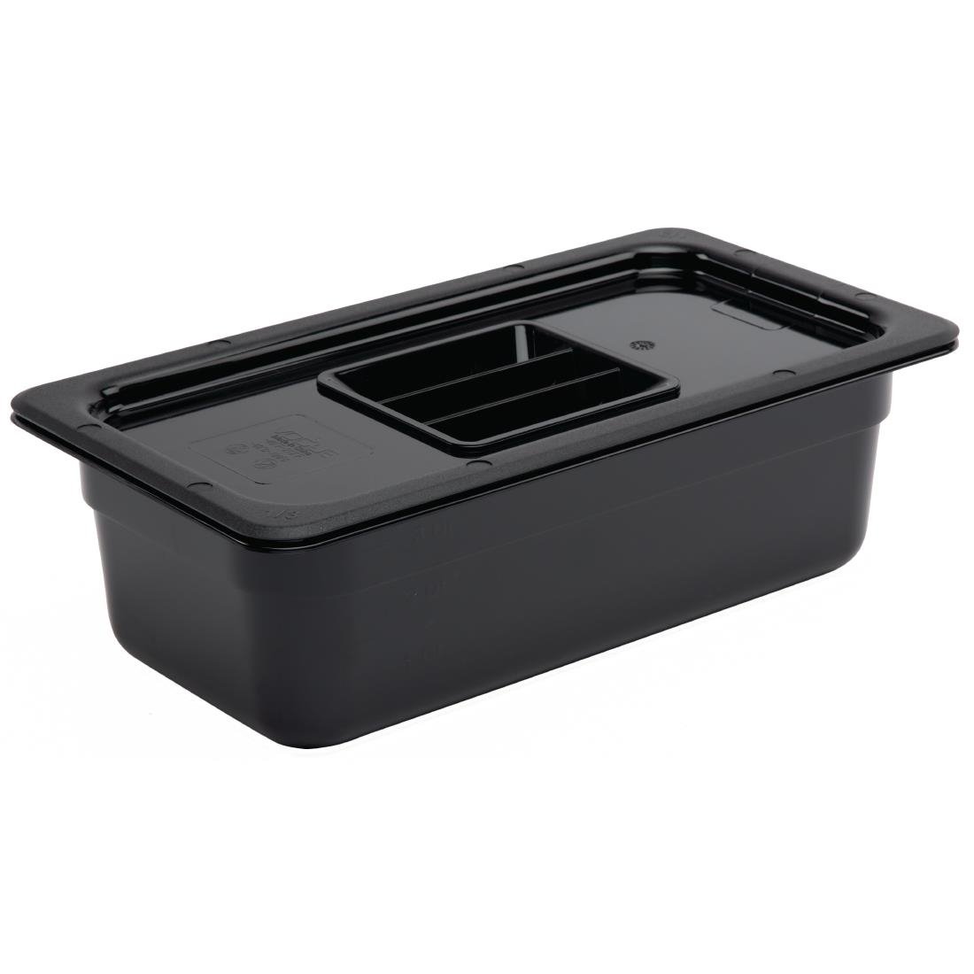 Vogue Black Polycarbonate 1/3 Gastronorm Tray 100mm - U463