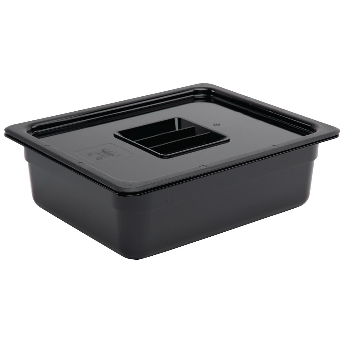 Vogue Black Polycarbonate 1/2 Gastronorm Tray 100mm - U459