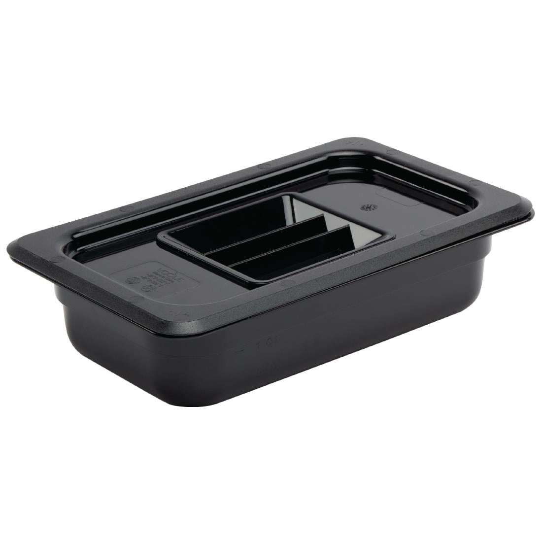 Vogue Black Polycarbonate 1/4 Gastronorm Tray 65mm - U466