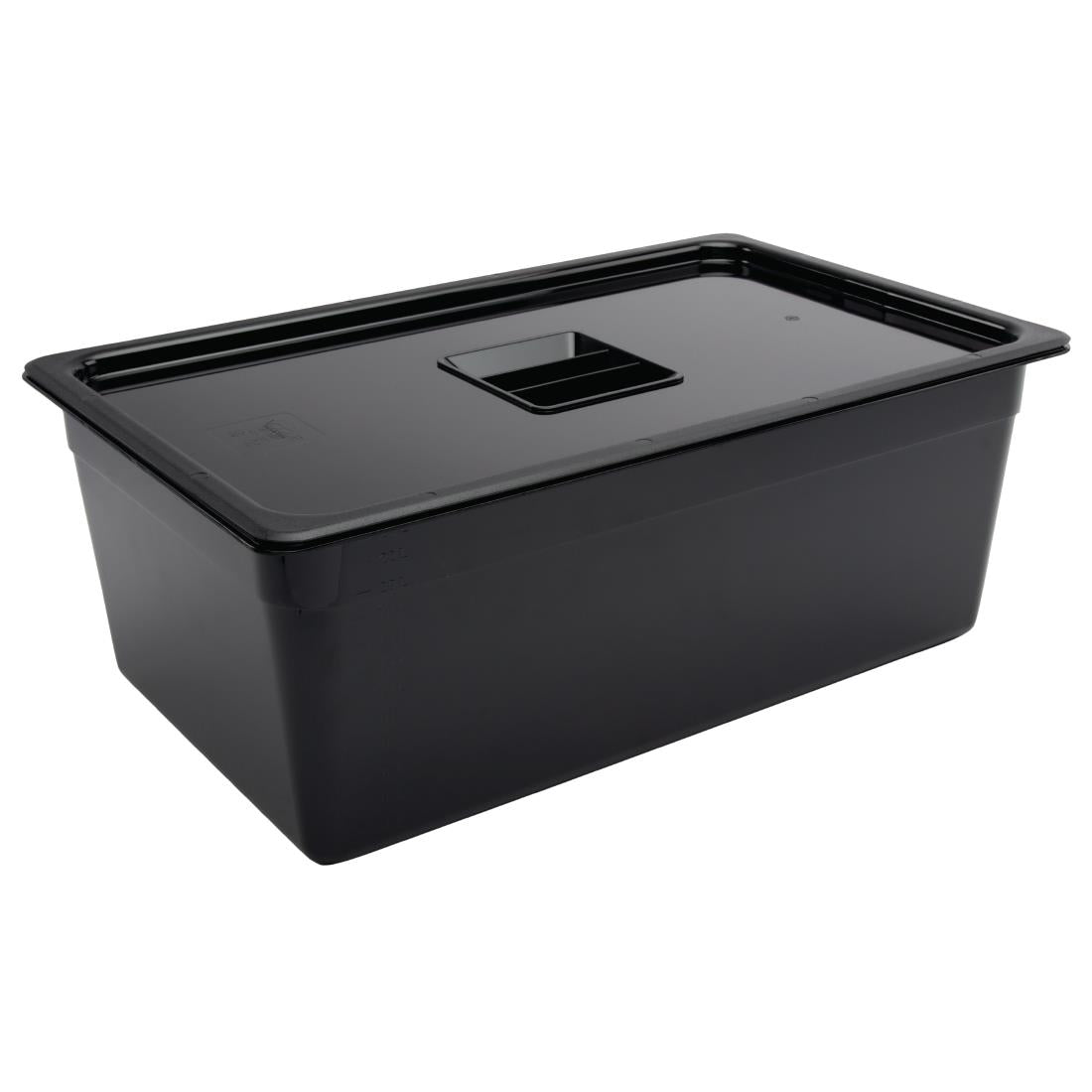 Vogue Black Polycarbonate 1/1 Gastronorm Tray 200mm - U457