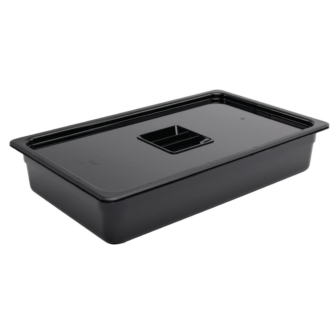 Vogue Black Polycarbonate 1/1 Gastronorm Tray 100mm - U455