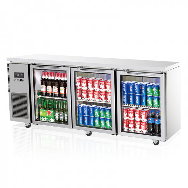 Skipio 505 Three Glass Door Underbench Fridge SGR18-3