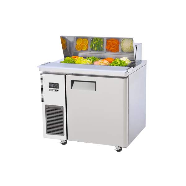 Skipio 293 One Door Salad Prep Fridge with Hood Lid SHR9-1