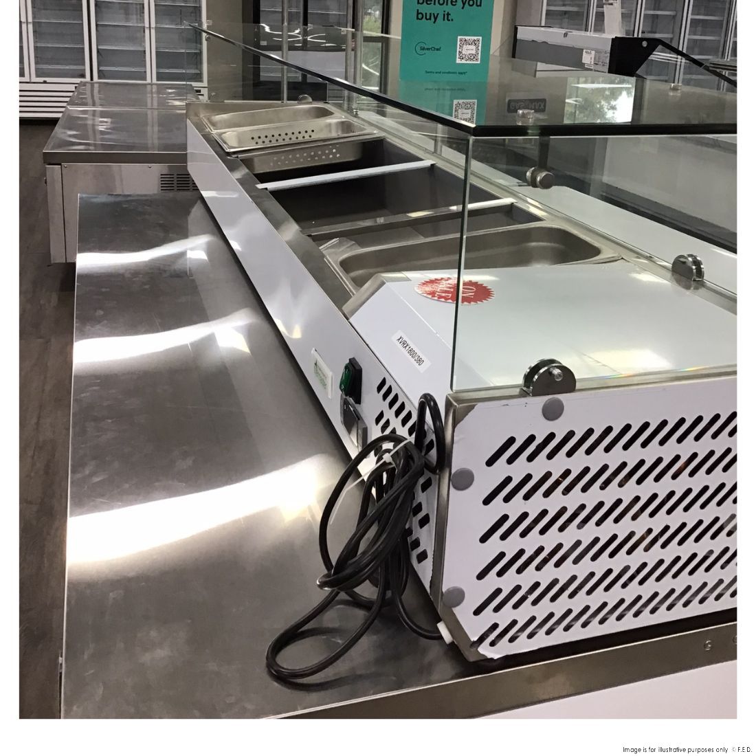 CLEARANCE - FED-X Salad Bench with Stainless Steel Lids - XVRX1800/380-VIC959