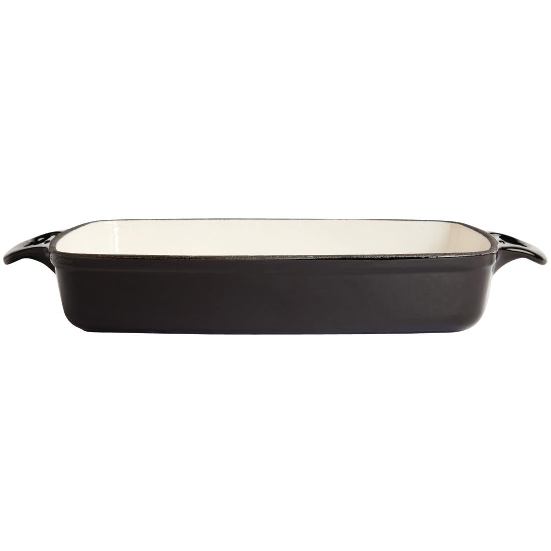 Vogue Black Rectangular Cast Iron Dish 2.8Ltr - GH324