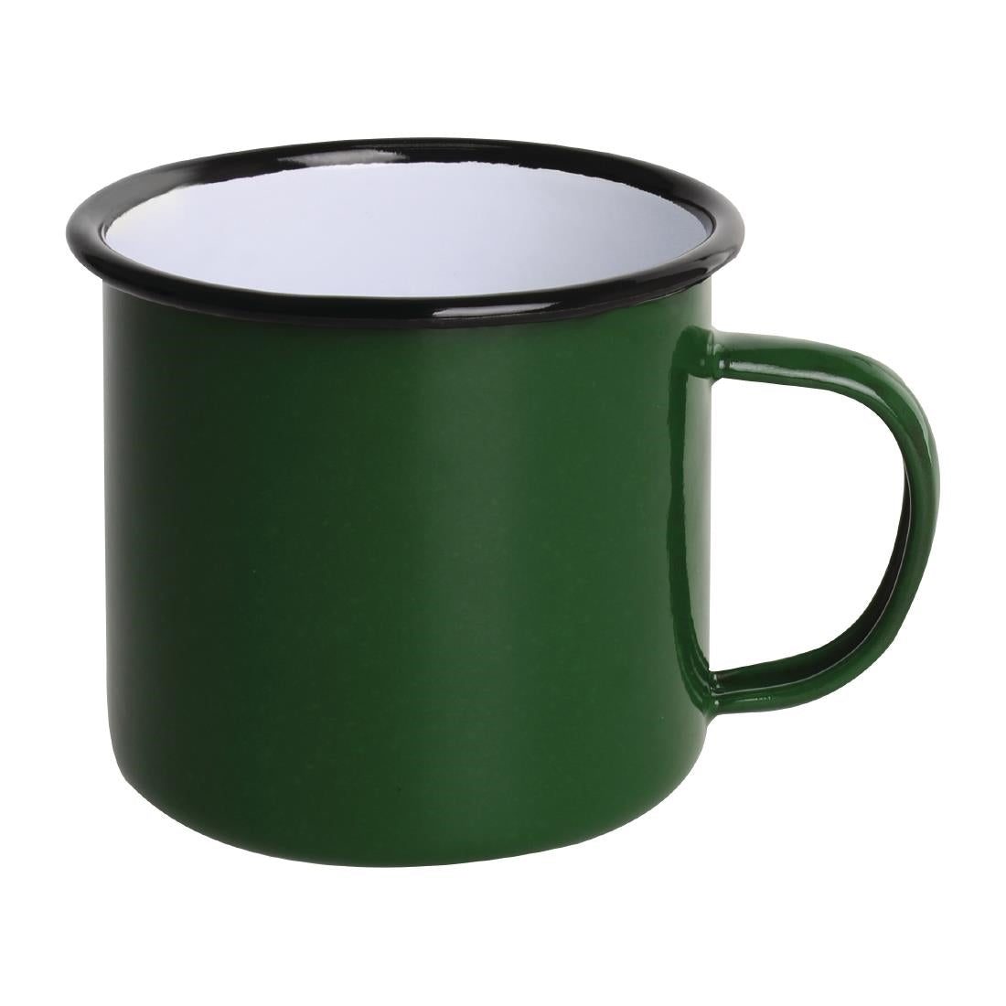 Olympia Enamel Mugs Green 350ml (Pack of 6) - DC396