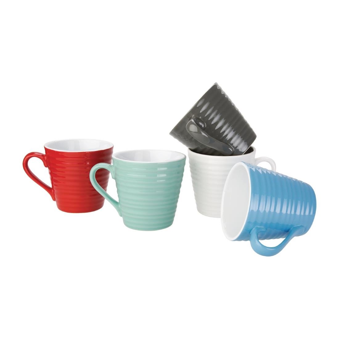 Olympia Cafe Mug White Ripple - 340ml (Box 6) - DH633