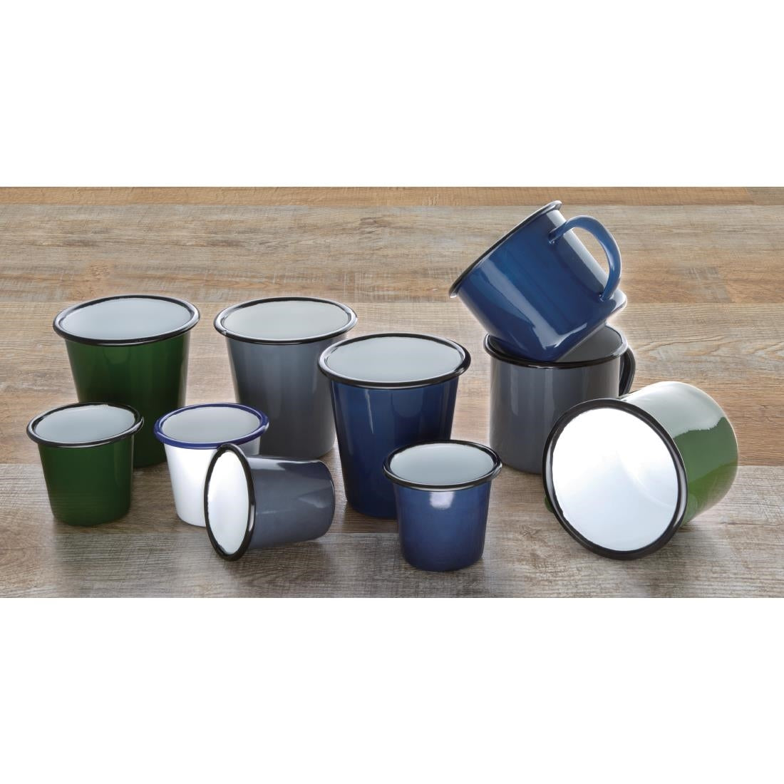 Olympia Enamel Sauce Cup White & Blue - DC383