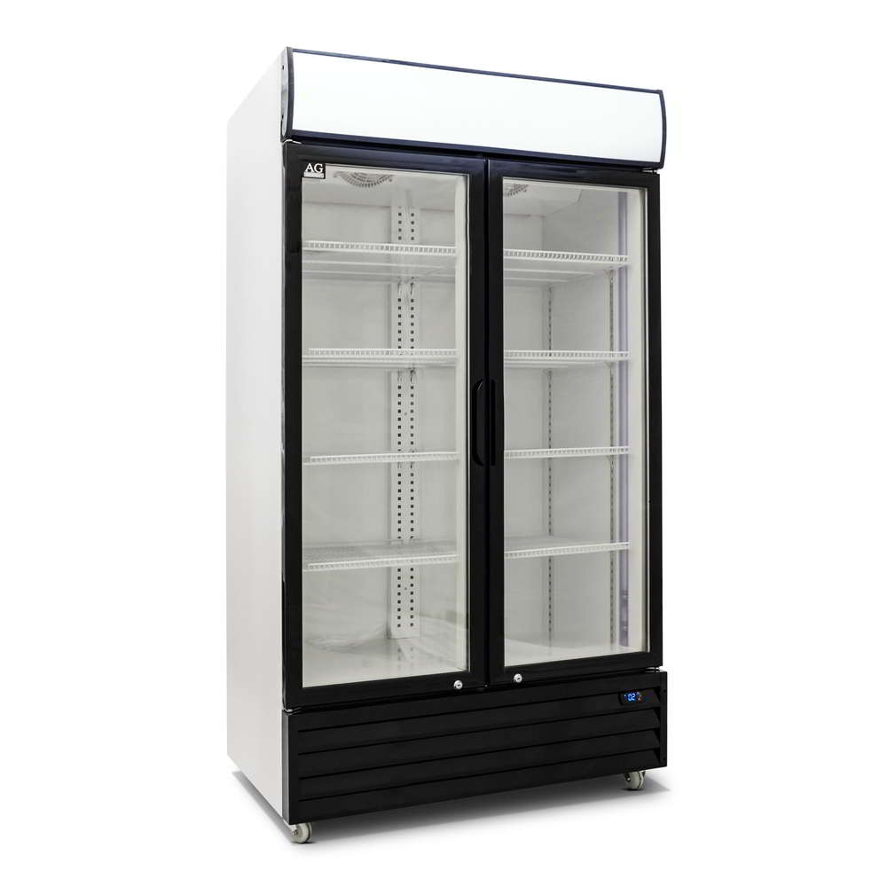 AG Equipment 515L Upright Glass Door Display/Drinks Fridge - White with Light Box CU800TNG