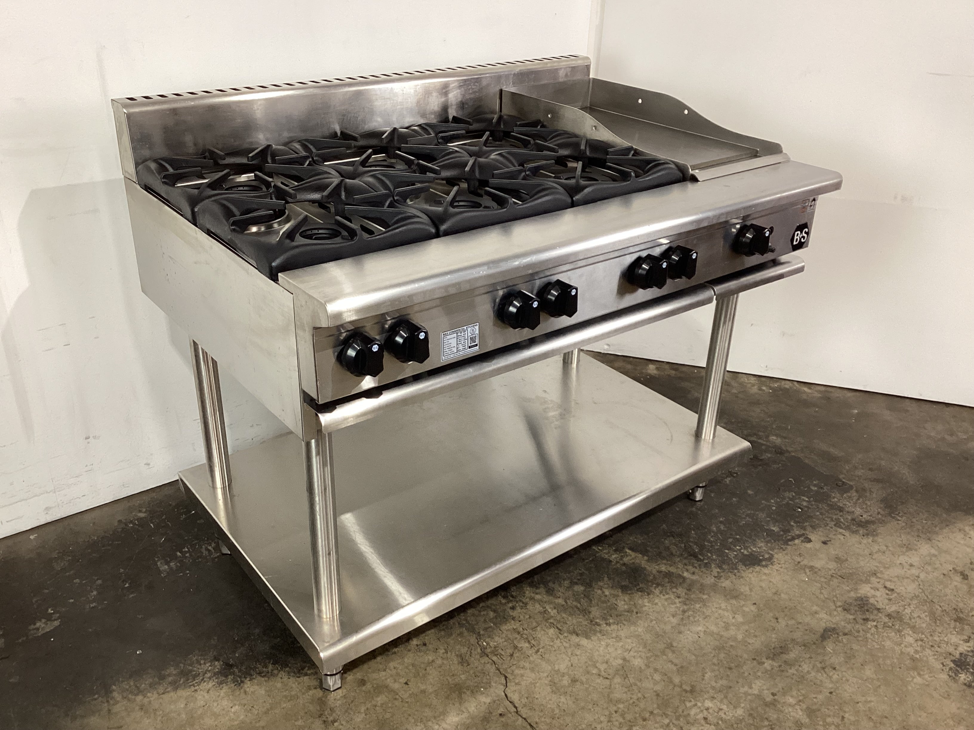 B&S BT-SB6-GRP3 6 Burner Cooktop/Griddle Combo