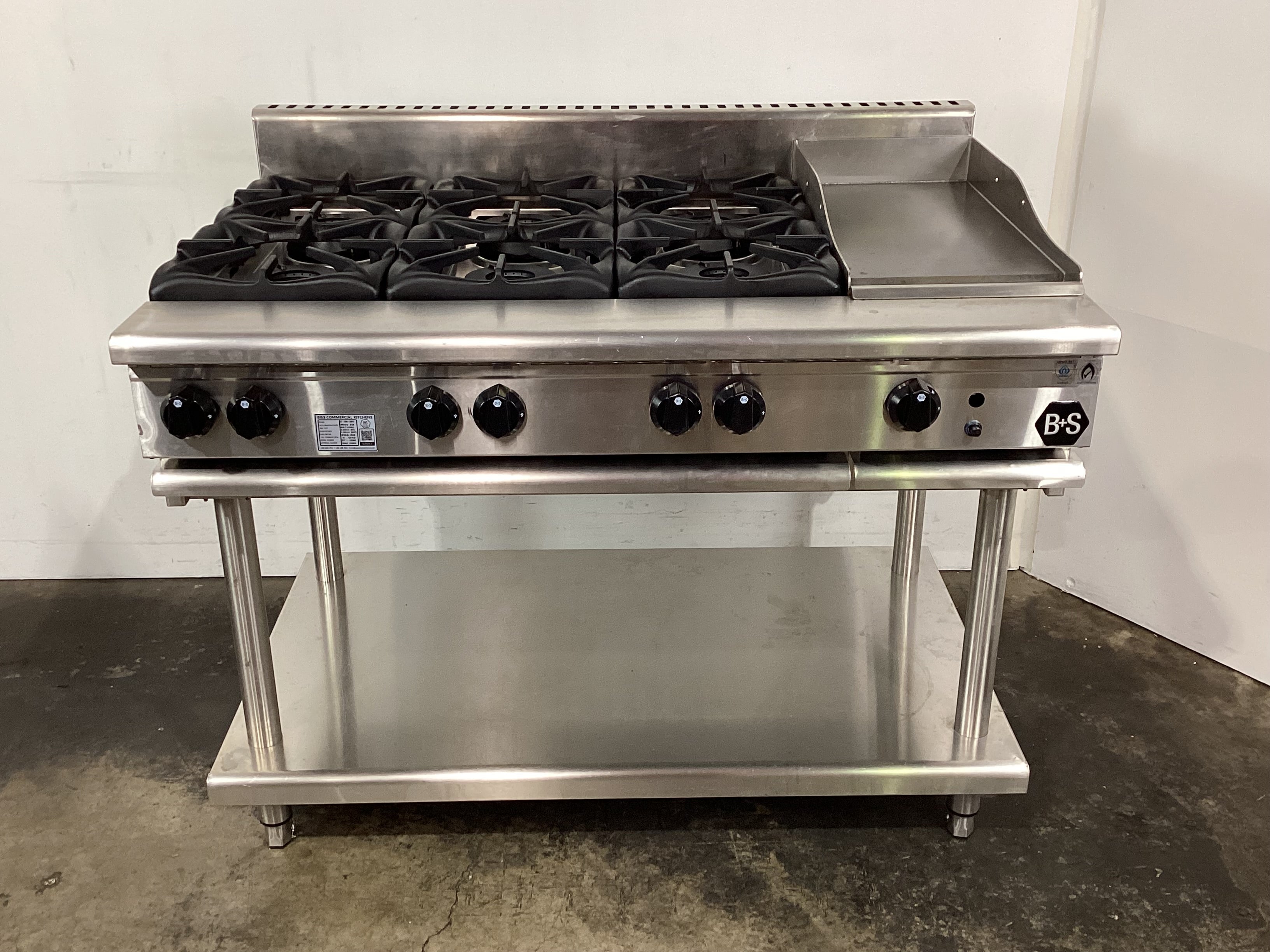 B&S BT-SB6-GRP3 6 Burner Cooktop/Griddle Combo