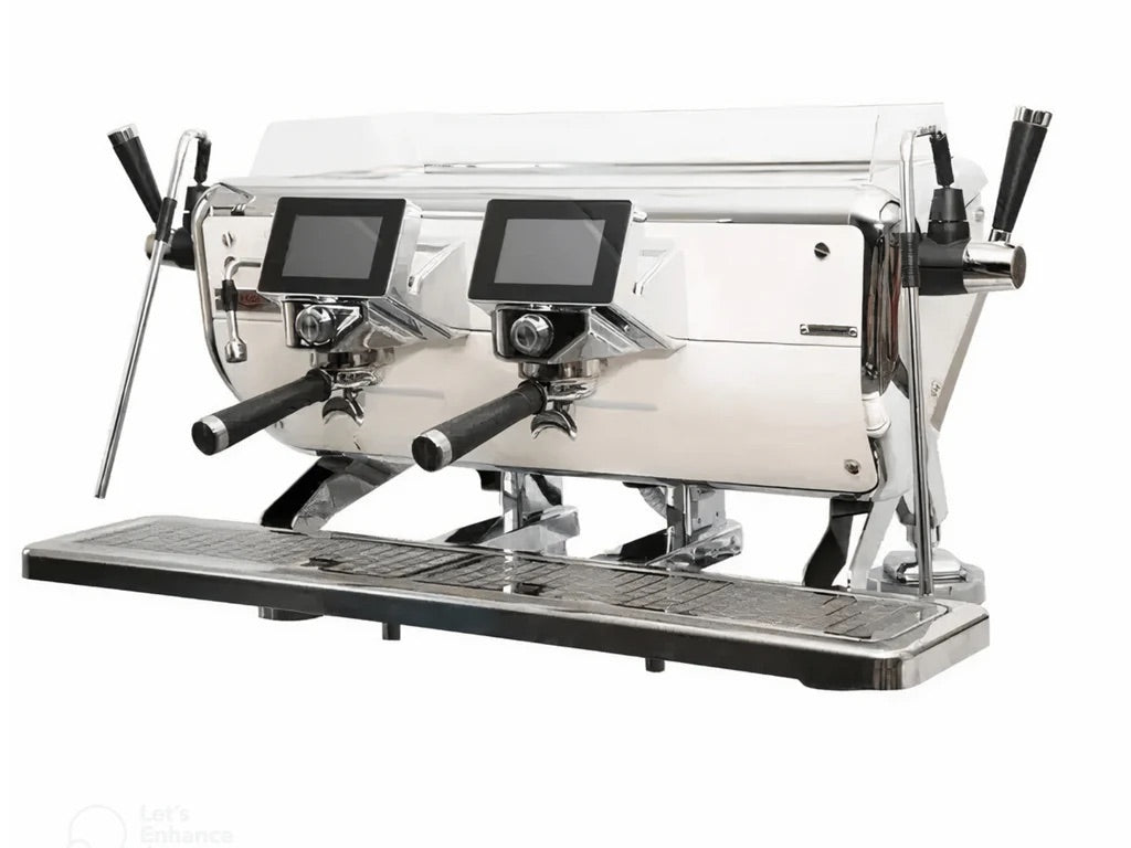 Astoria Barista Attitude Tempesta White with Trims - 2 Group Commercial Espresso Machine - Chrome