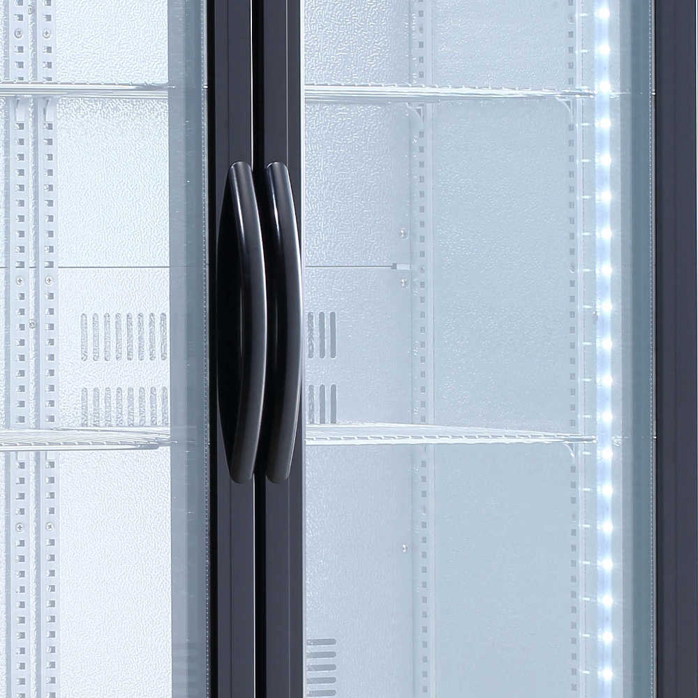 AG Equipment 477L Upright Double Glass Door Display / Backbar Fridge - Black B500G