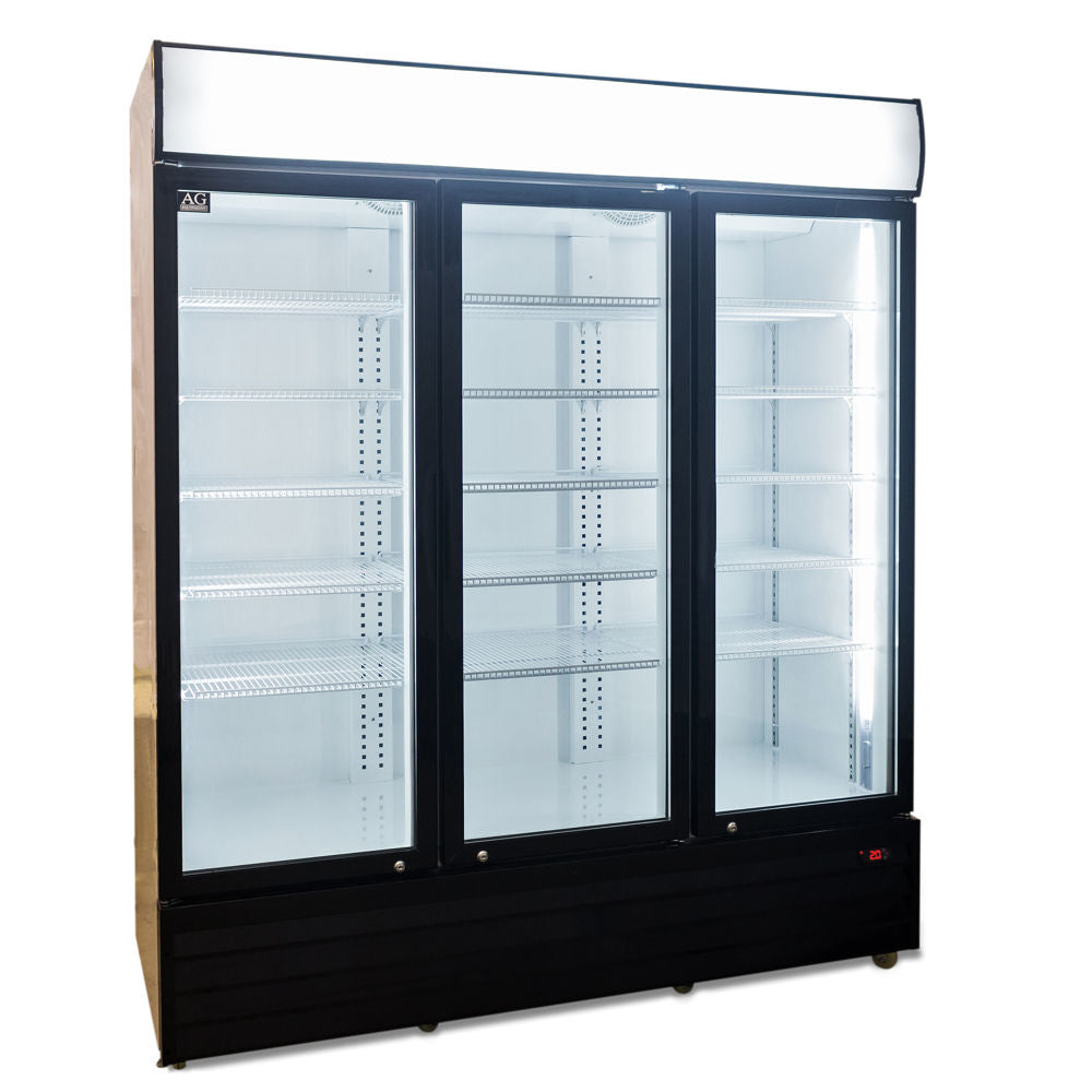 AG Equipment 1500L Triple Glass Door Upright Display Fridge CU1500TNG