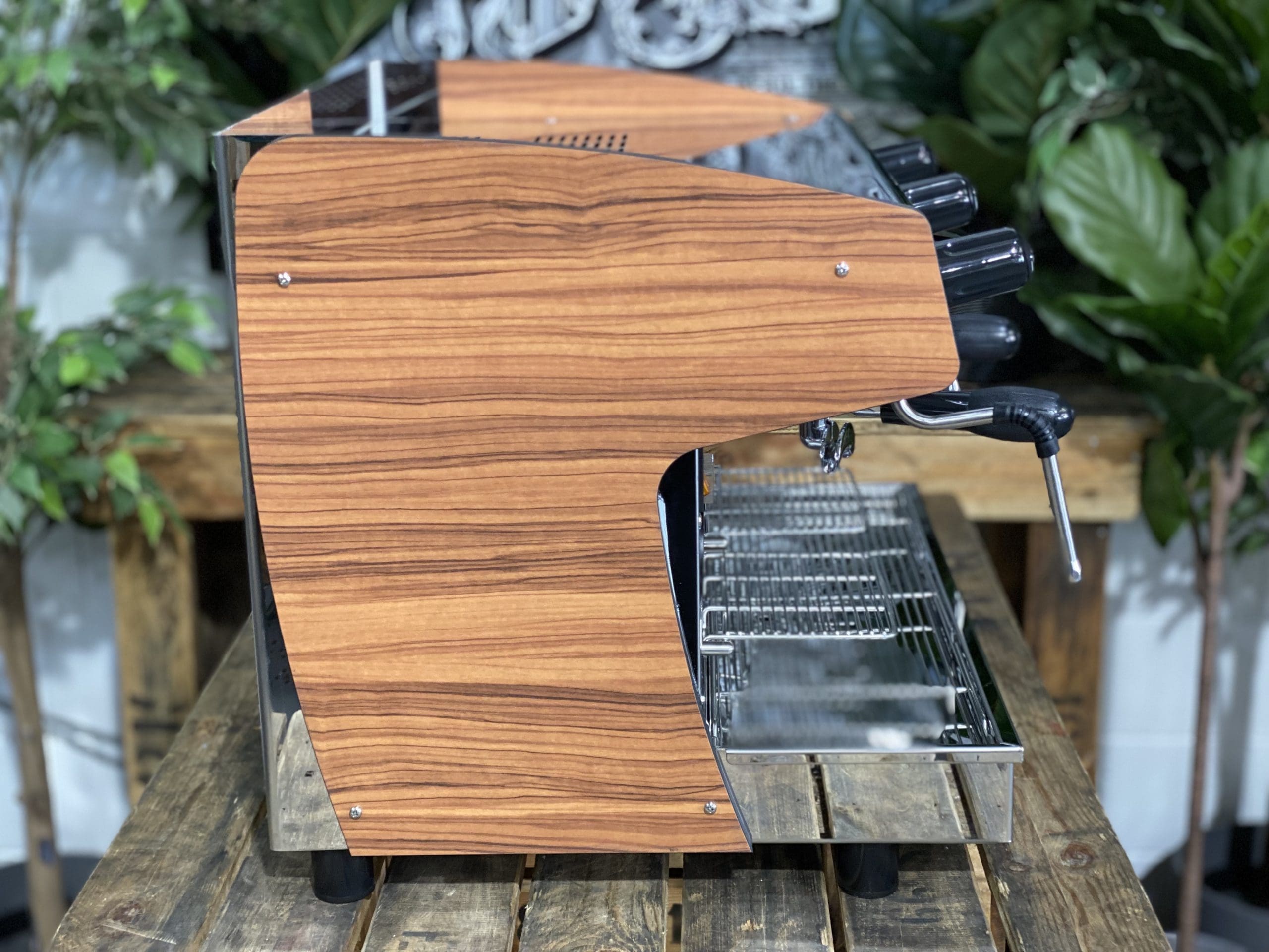 Carimali Pratica E2 Stainless Steel and Sides - 2 Group Commercial Espresso Machine - Timber