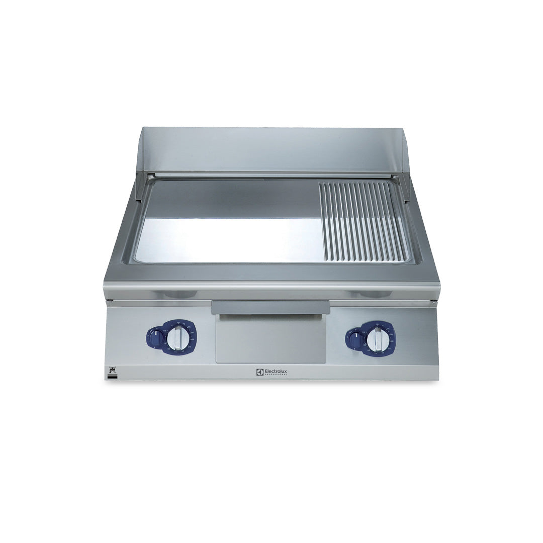 Electrolux 900XP Gas Griddle Plate with Smooth/Ribbed Polished Chrome Plate 800mm - E9FTGHCP00