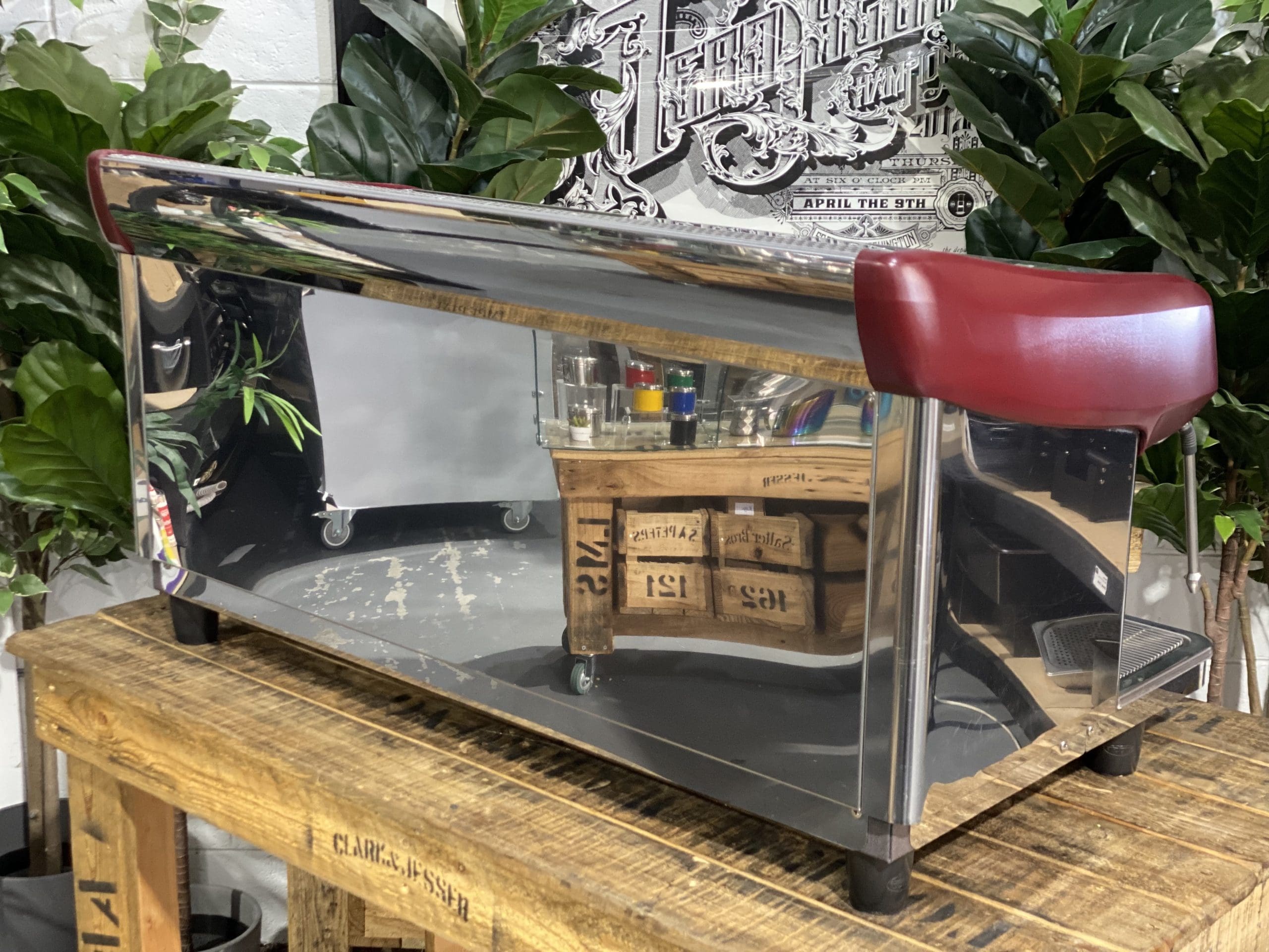 Expobar MegaCrem High Cup 3 Group Stainless & Red Espresso Coffee Machine - 35398