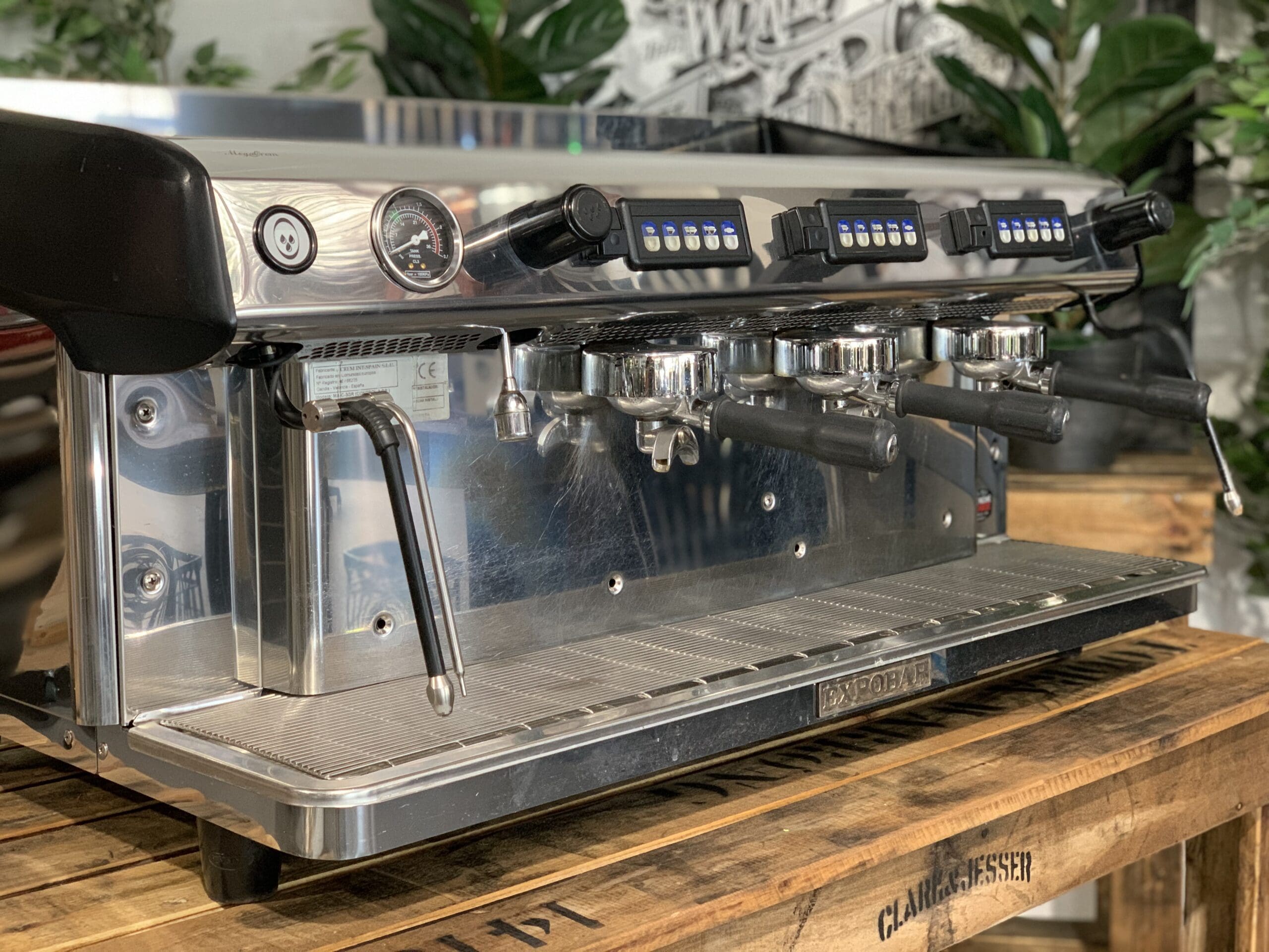 Expobar MegaCrem Auto Steam - 3 Group Commercial Espresso Machine - Stainless Steel