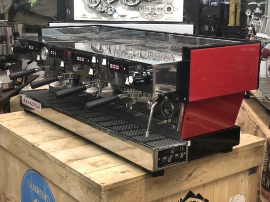 La Marzocco Linea with Chrono Touch Pads - 4 Group Commercial Espresso Machine - Red