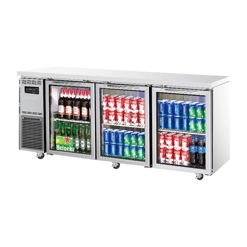 Turbo Air Undercounter 3 Glass Door Fridge 1800mm Width x 700mm Depth KGR18-3-N