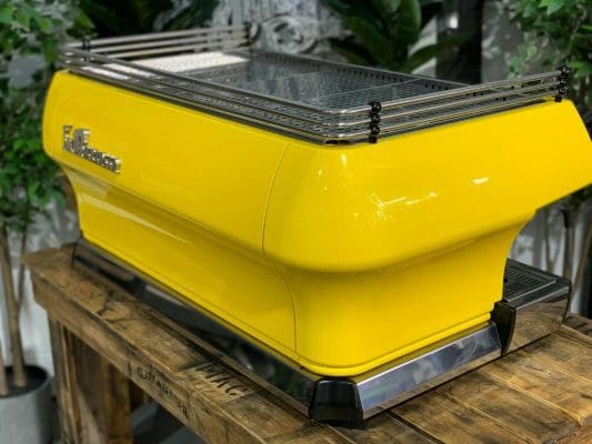 La Marzocco FB80 Yellow w Handles - 3 Group Commercial Espresso Machine - Timber