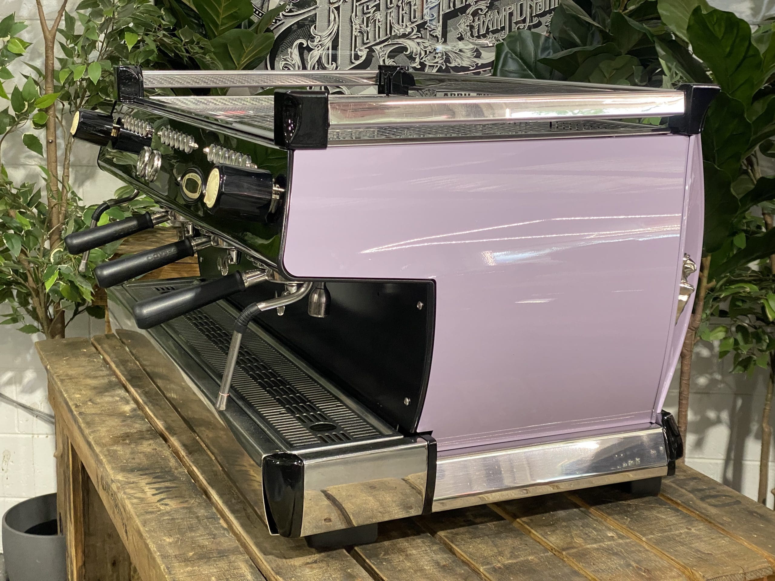 La Marzocco GB5 Violet & Splashback - 3 Group Commercial Espresso Machine - Black