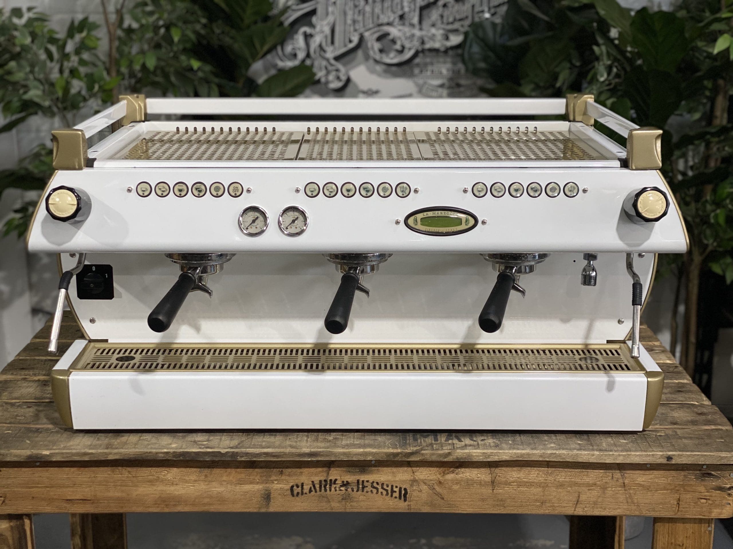 La Marzocco GB5 White - 3 Group Commercial Espresso Machine - Gold