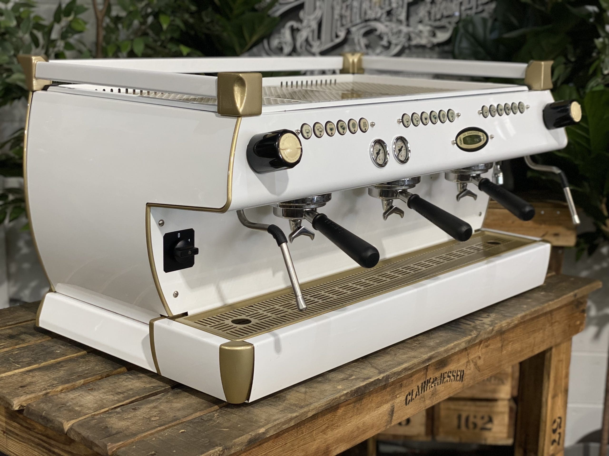 La Marzocco GB5 White - 3 Group Commercial Espresso Machine - Gold